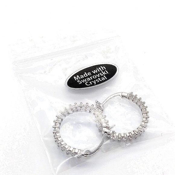 Made with Swarovski Crystals 3/4" Mini Hoop Earrings - Picture 6 of 7